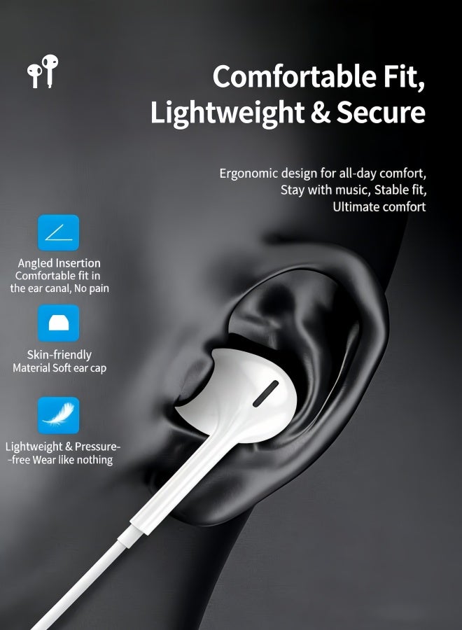 YINPAGE USB-C Wired Earphones with Mic, Remote & Noise Cancelling for iPhone 17/16/15 Series, Galaxy S23/S22/S21, Pixel 7/6, Most USB-C Devices - Image 4